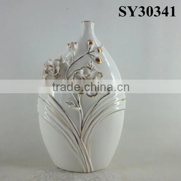 Decorative white ceramic and porcelain vases
