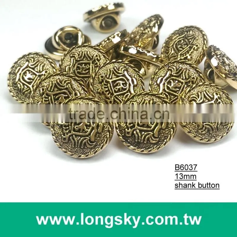 (#B3189) Royalty theme pattern antique brass plated button with shank back