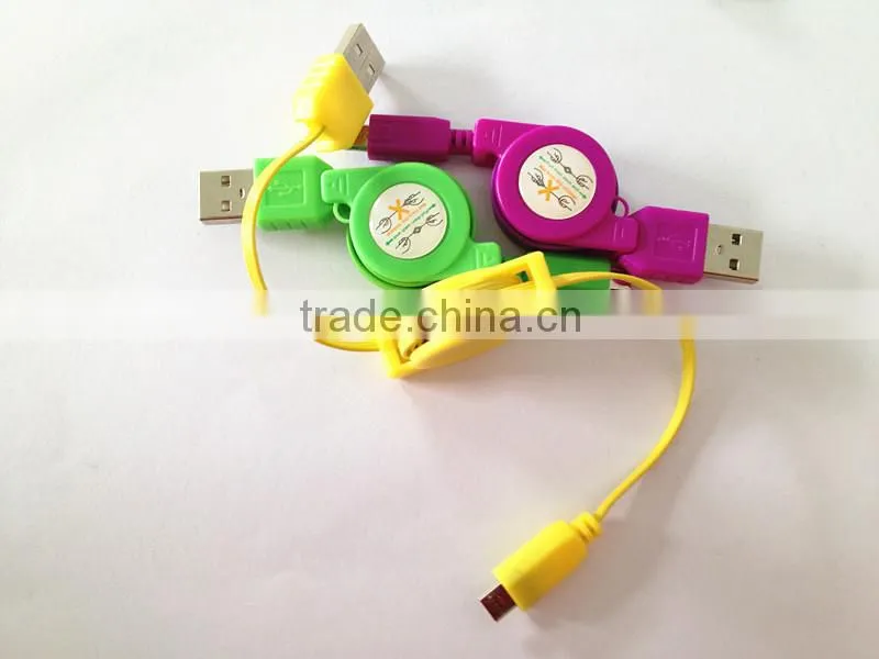 USB 2.0 5pin micro usb charging cable with retractable sync transfer cable for mobile cellphone