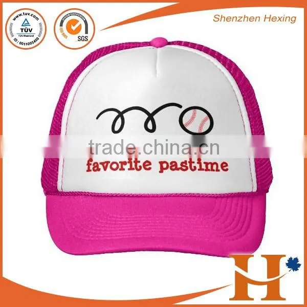 Good quality reasonable price 5 panels foam and mesh kids trucker mesh cap hat baseball cap with logo printed for woman