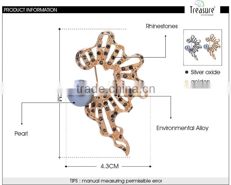 Brand Treasure pearl brooch wholesale yiwu new model fashion diamond pearl brooch wholesale