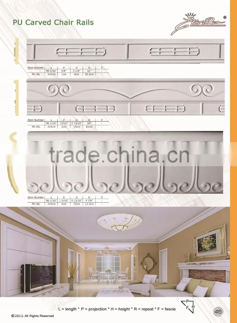 2015 High Quality Good price beautiful new modern luxury pu cornice Ceiling domes