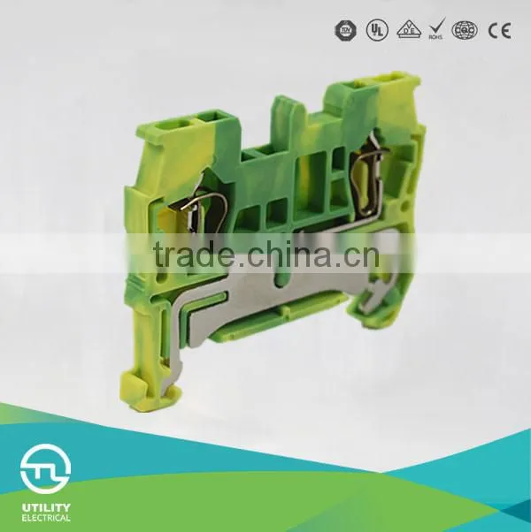 Dinrail terminal block spring type JUT3-1.5PE ground terminal connector screwless earth type