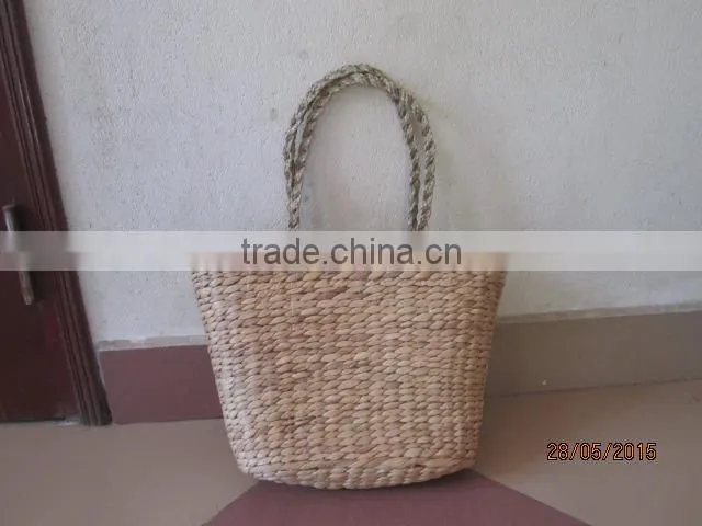 New produts! Eco-friendly water hyacinth handbag with leather handles, fashionable looking, cheap price, from Vietnam