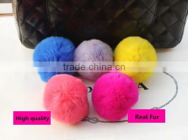 Dye Fur Pompoms / Real Rex Rabbit Fur Pom Pom Wholesale / Fur Pom Keychain