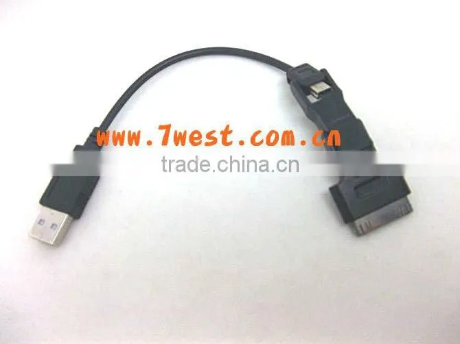 3 in 1 Universal sync/charge usb cable for iphone/micro usb/mini usb adapter