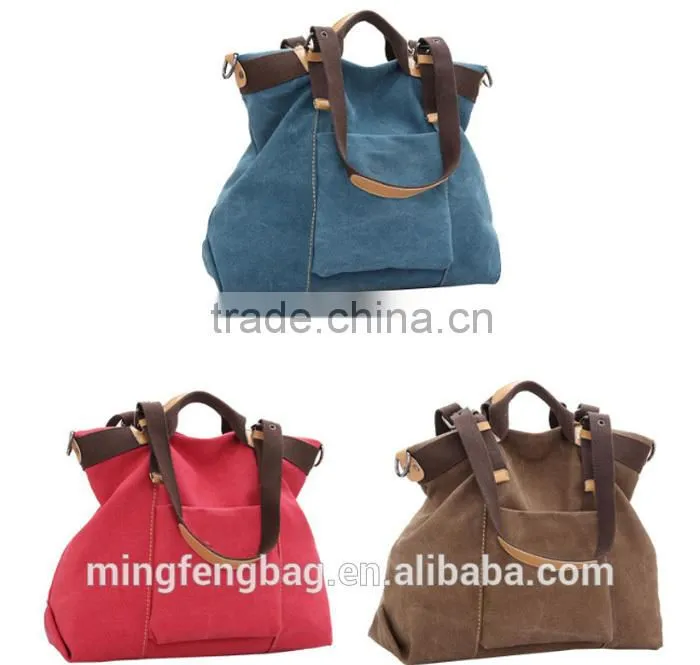 2016 Wholesale Custom lady hand bag Fashionable Tote Canvas Lady Bag