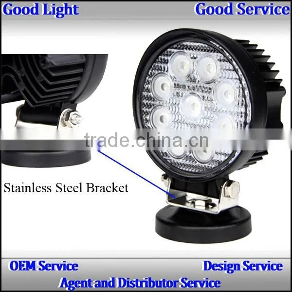 Excellent Round 12 volt 27w led work light with magnet for truck, tractor, suv