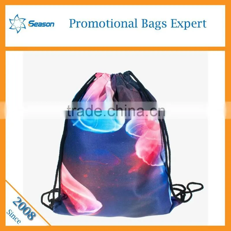 Starry sky travel bag drawstring backpack foldable polyester shopping bag