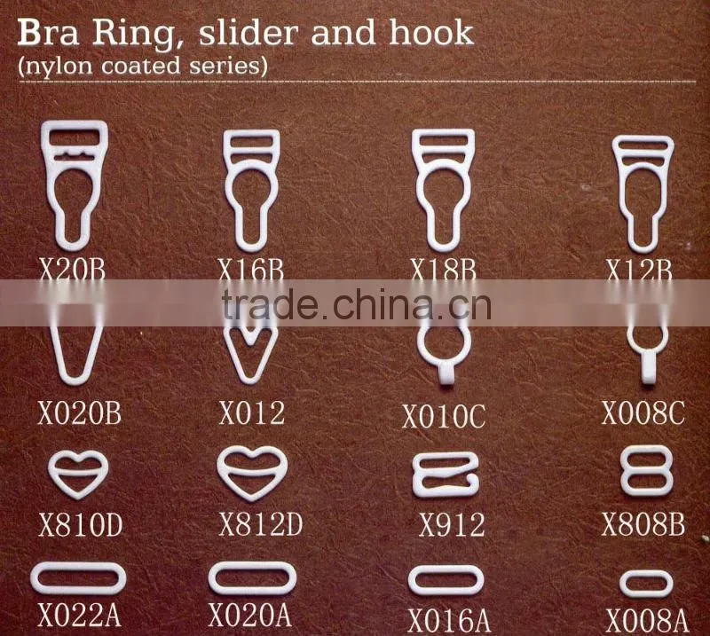 Nylon coated bra clipper,slider hook and ring