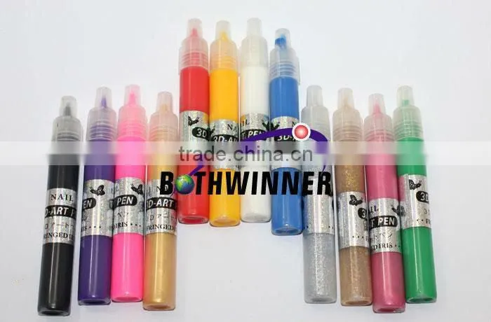 New 12 Colors DIY 3D Nail Art Painting Polish Pen Set
