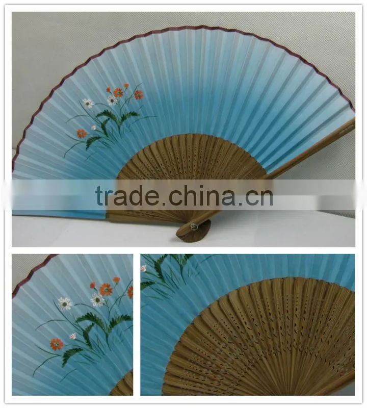 personalized new style blue cloth bamboo fan