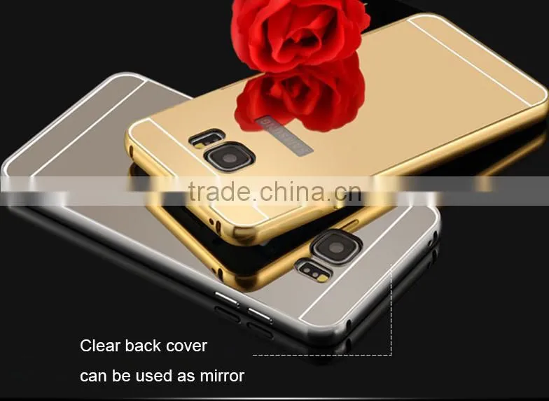 2016 hot selling window view electroplating mirror pc pu flip case cover for samsung galaxy s7/s7 edge