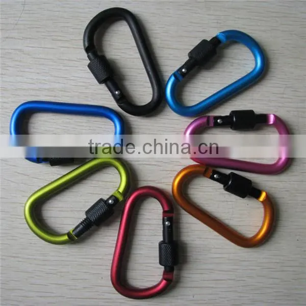 Aluminum Alloy D Shape Carabiner Screw Lock Bottle Hook Buckle Hanging Padlock Key Chain Camping Hiking