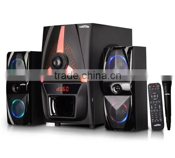 2.1 Stereo speaker, remote control Microphone input wooden speaker for wholesale