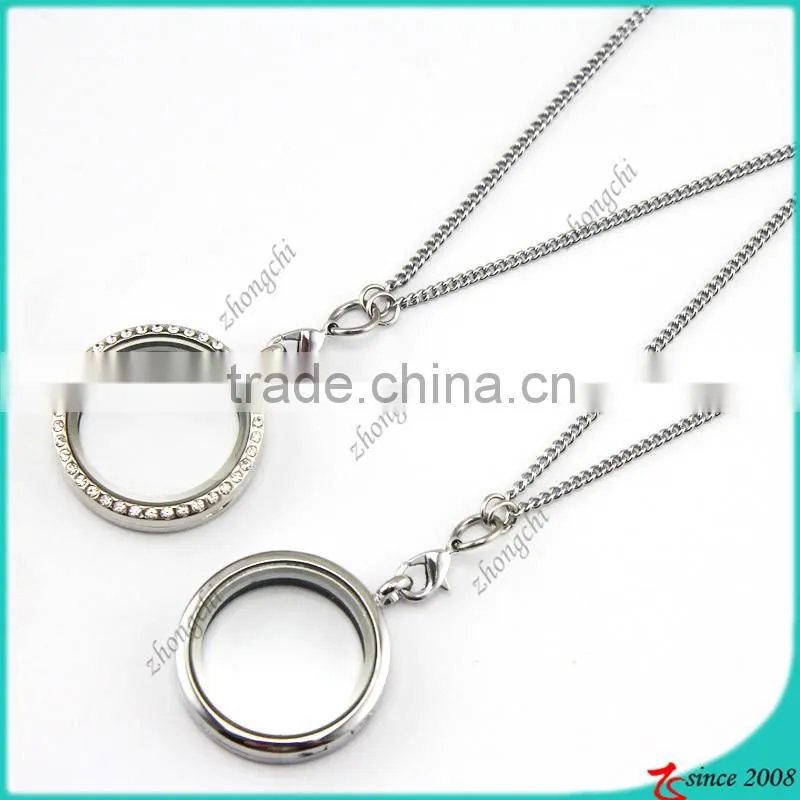 Silver Flat Chain Necklace For Floating Locket Pendant Jewelry (FN16040964)