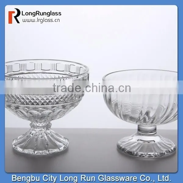 LongRun 2015 Stocked Feature 222ml grace carved frosted Ice Cream Glass bowl with stand manufacture