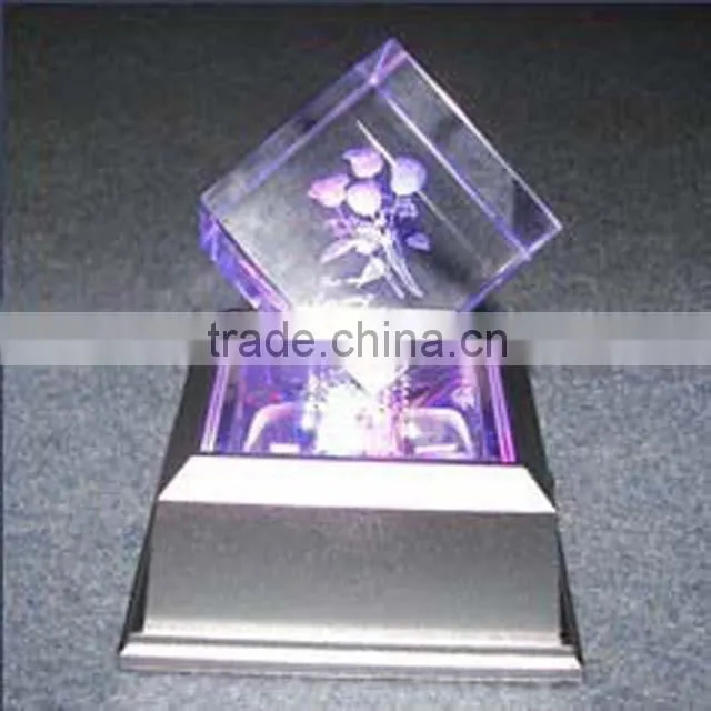 Laser Engraving Crystal 3D LED Cube For Business Souvenirs