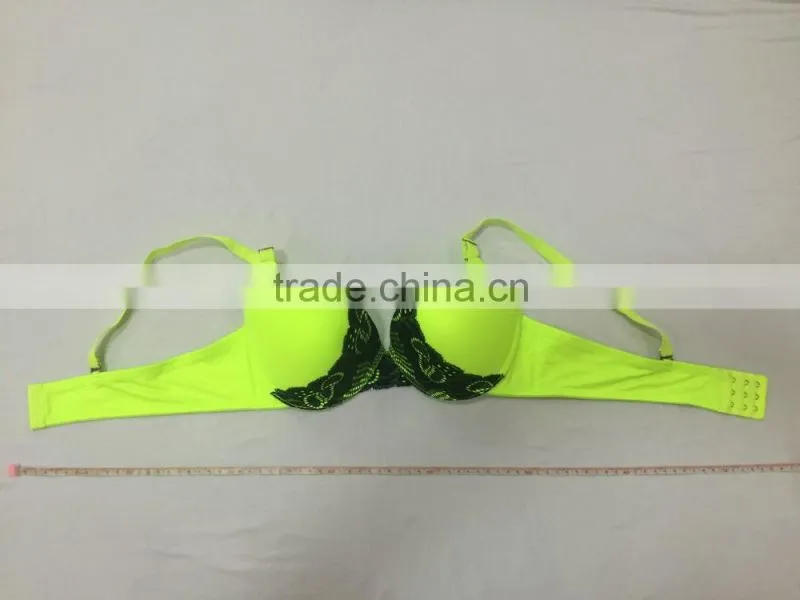 Factory Direct Sales Fashion Neon Color Push UP Molded Plunge Ladies Bra