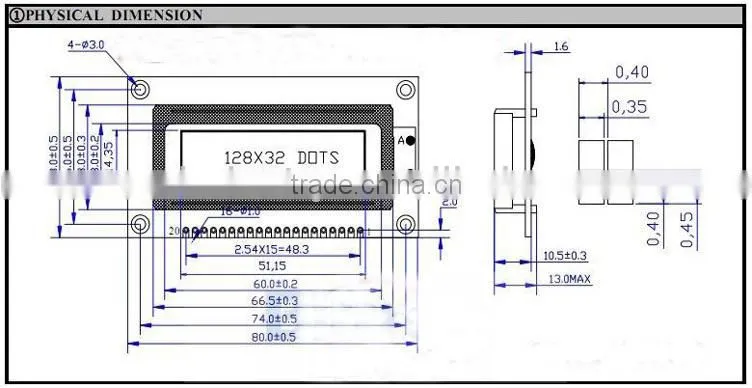 12832 st7920 3.3V LCD module 60.5 x 18.0 mm