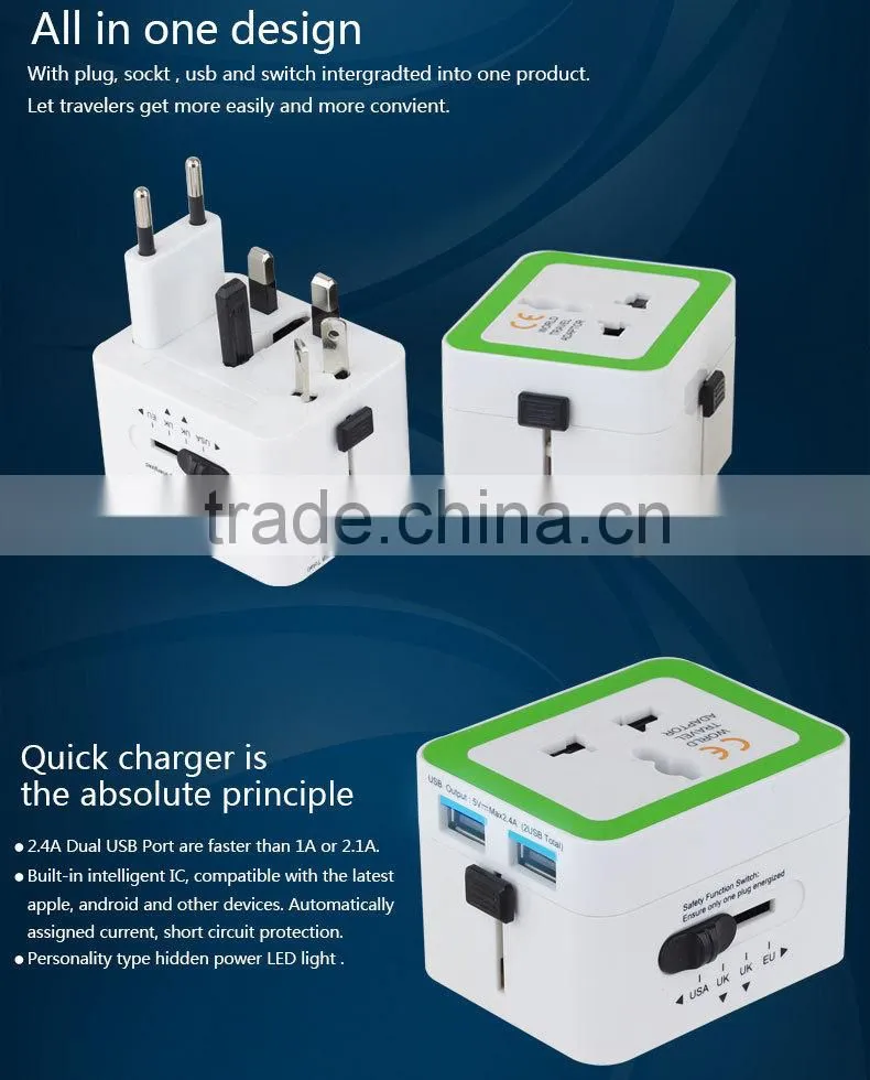 Walmart gold supplier wonplug patent 2015 new arrival dual usb travel wall charger