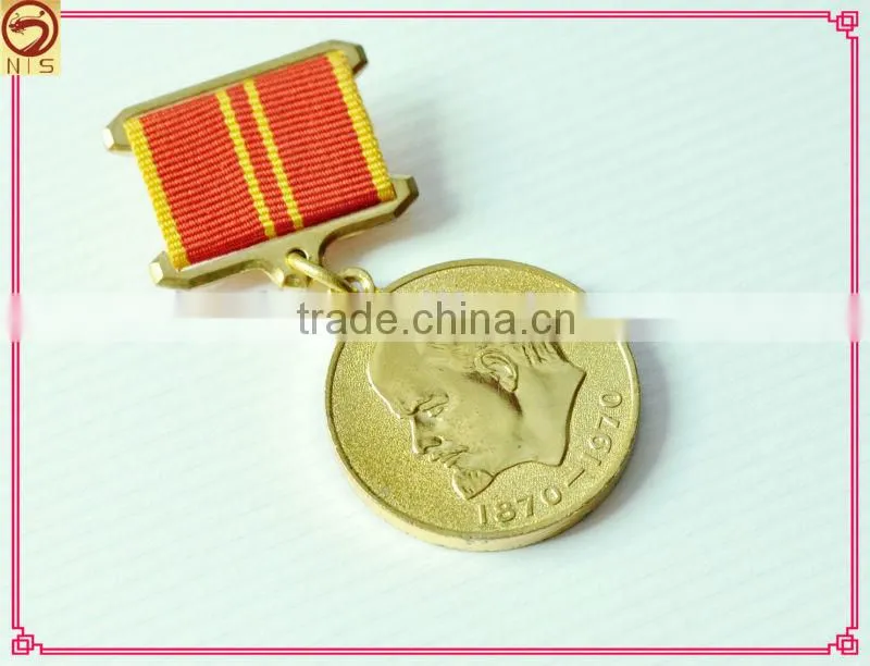high quaity gold plated medal with riboon