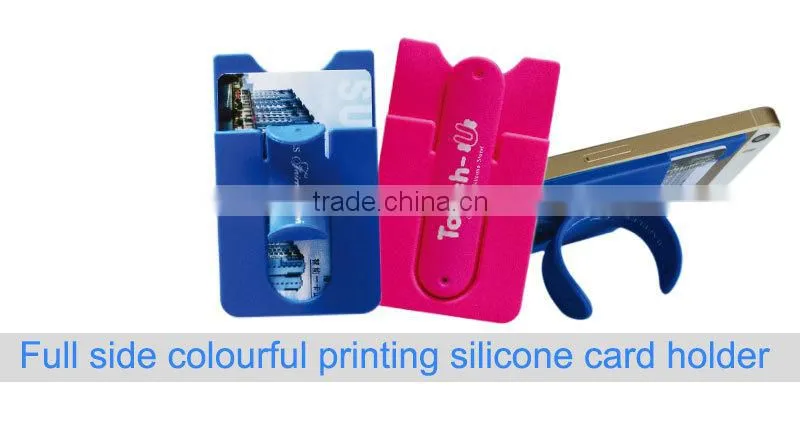 Sticky cellphone card poket Touch U mobile phone stand with silk print logo