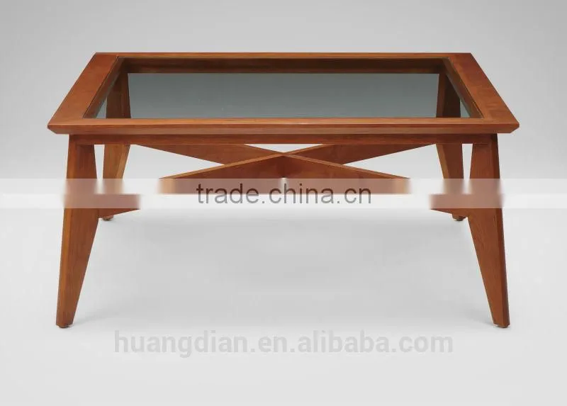 square wood base glass top living room coffee table for sale CT7019