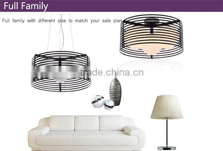 metal frame glass shade black painting big hotel pendant light