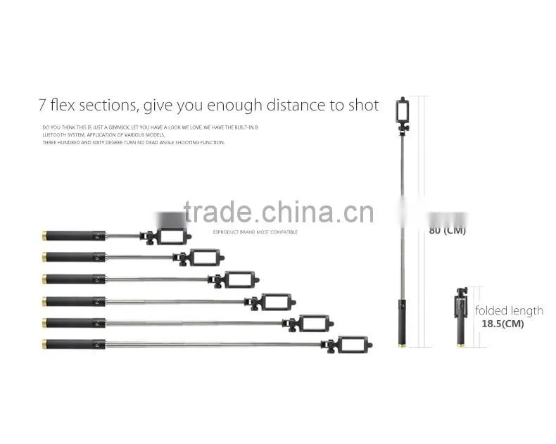 2015 New Mini Wholesale Selfie Stick with Bluetooth for Smartphone