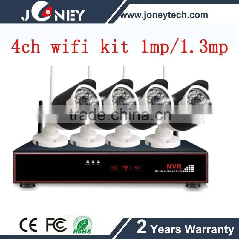IR Remote controller bullet waterproof ip camera 4 channel Wireless NVR kit wifi cctv camera system
