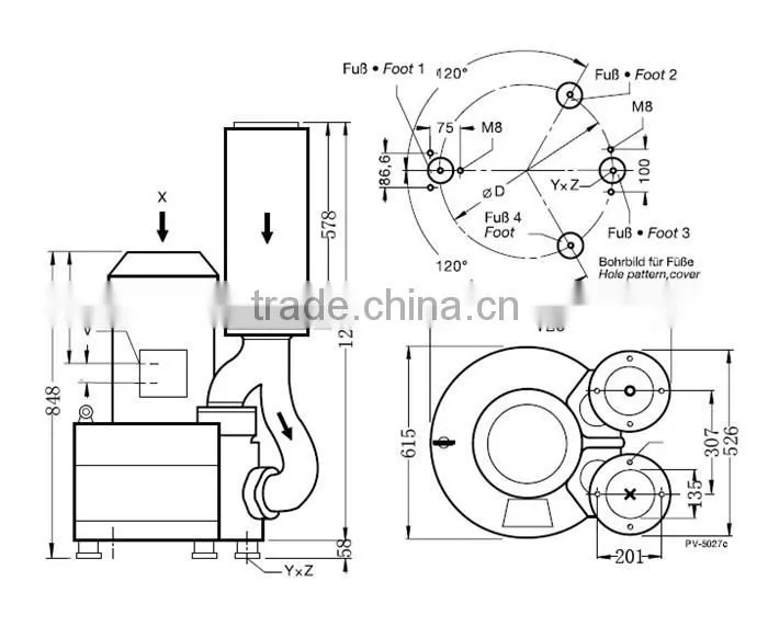 2RB9437BH27 customerized whirl charging ring blower
