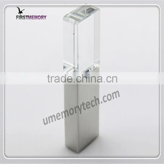 Crystal Glass usb 2.0 memory flash stick storage capacity of pen drive 64gb