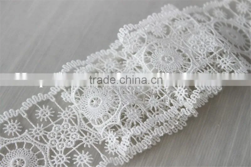 high quality 100% polyester circles embroidery designs flower lace