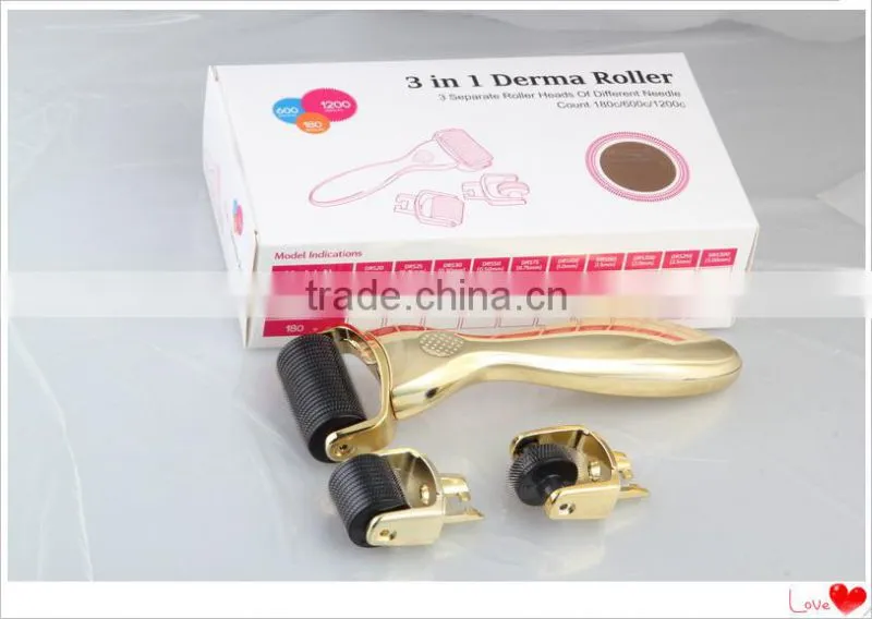 2015 hottest type 180+600+1200 needle 3 in 1 dermaroller therapy system