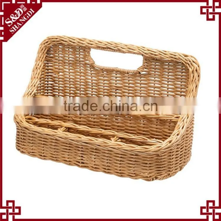 Chic dividers design rattan handcraft office storage basket pen holder