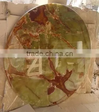 A GRADE DARK GREEN ONYX TABLE TOPS COLLECTION