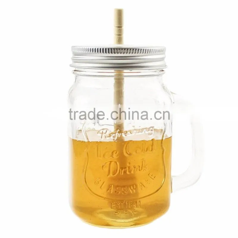 Haonai wholesale glass honey mason jar with handle