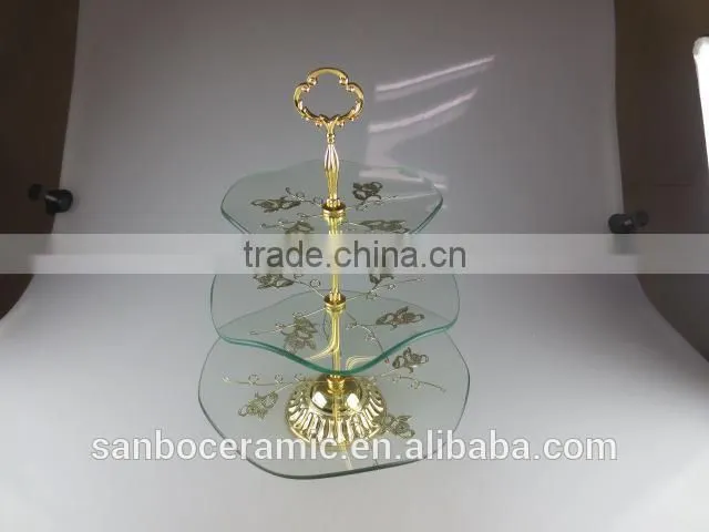 Wholesale 3 tier Wedding Glass Cake Stand