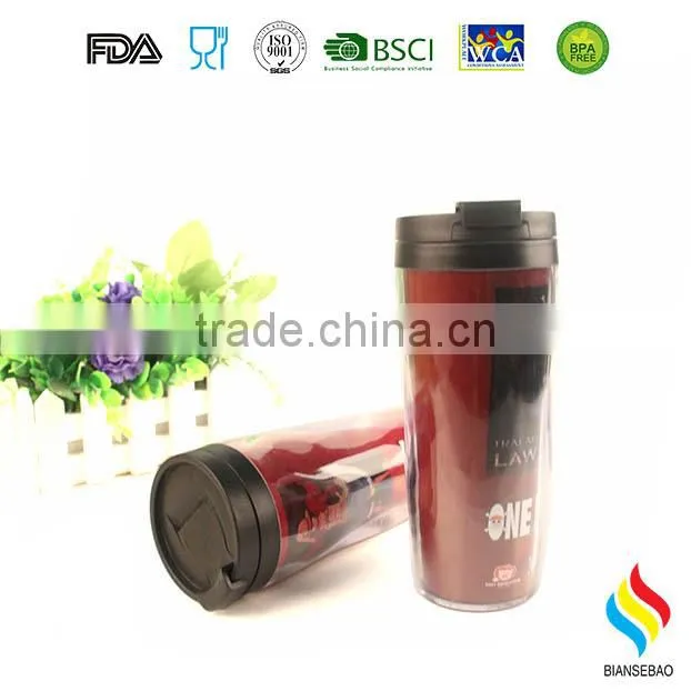 Clear Insulated plastic Tumbler With paper Inserts
