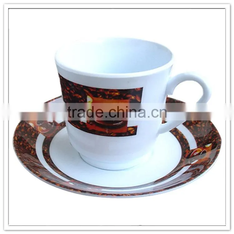 Family use girls pretty princess printed tea serving plastic melamine kids cups and saucer
