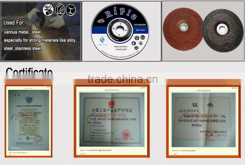4" 100x4x16mm Reinforced Fibre Resin Bonded Grinding Wheel