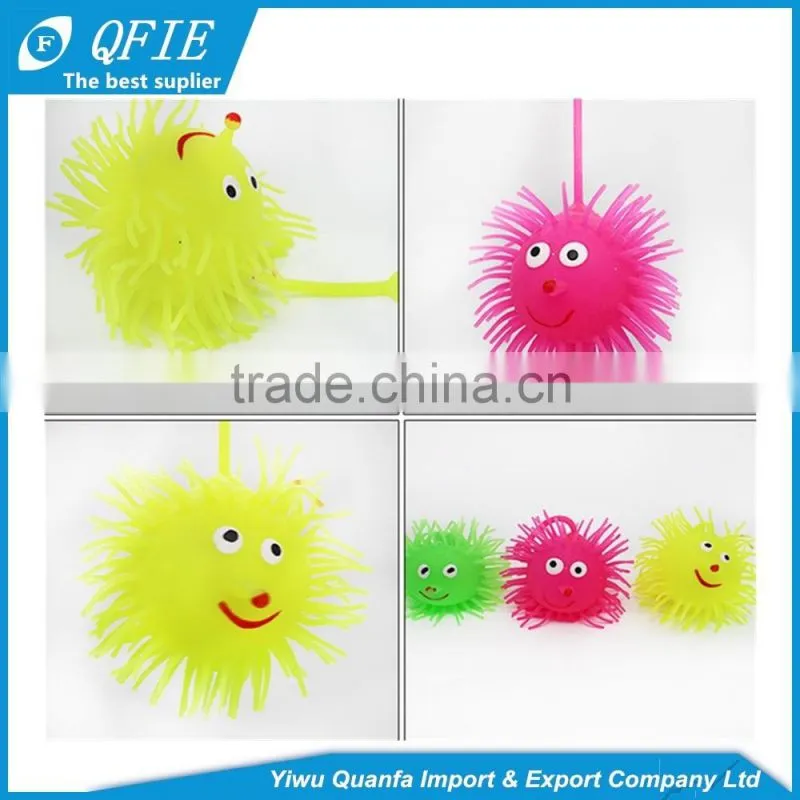 Promotion cute 2 inches hedgehog TPR light up stress puffer ball toy for capsule