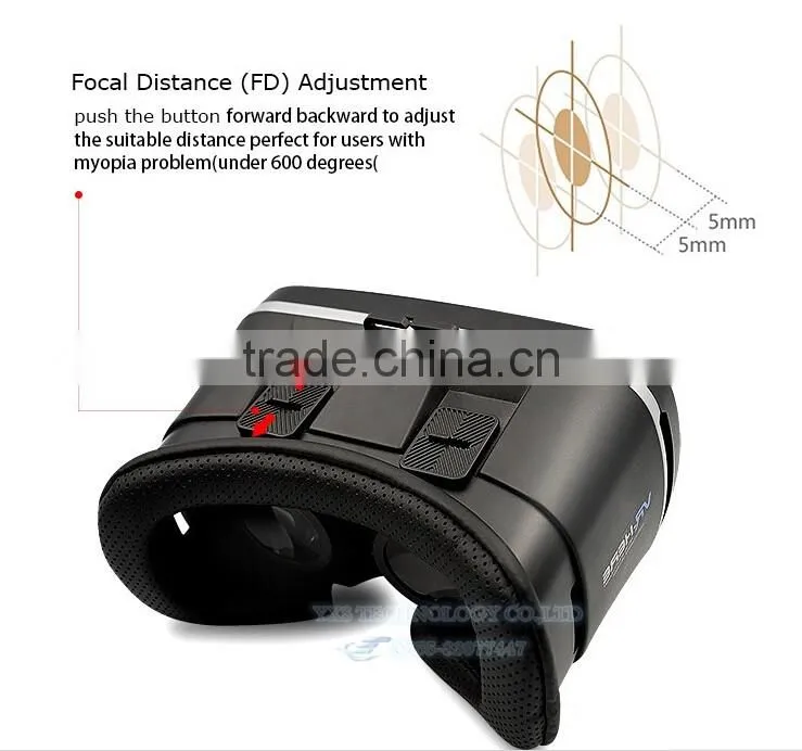 VR Headset with 3D Glasses VR Box with Remote Control V6 42mm Lenses 4.5 - 6 Inch