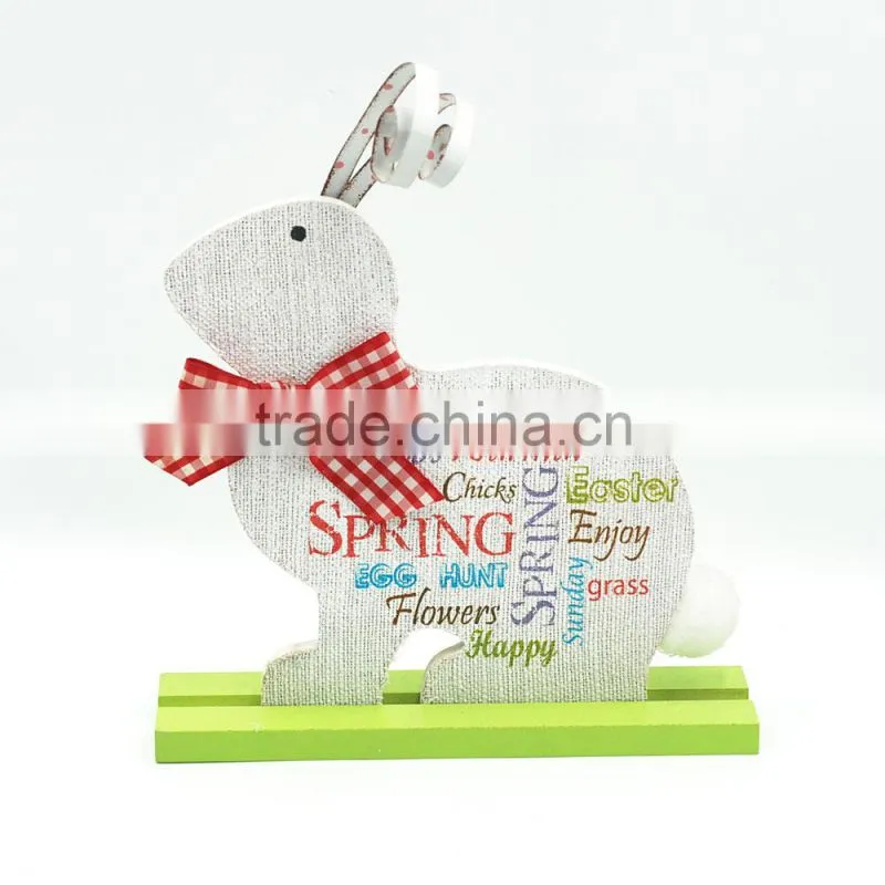 Wholesale cute white and red table top use handmade handicrafts Easter rabbit decoration