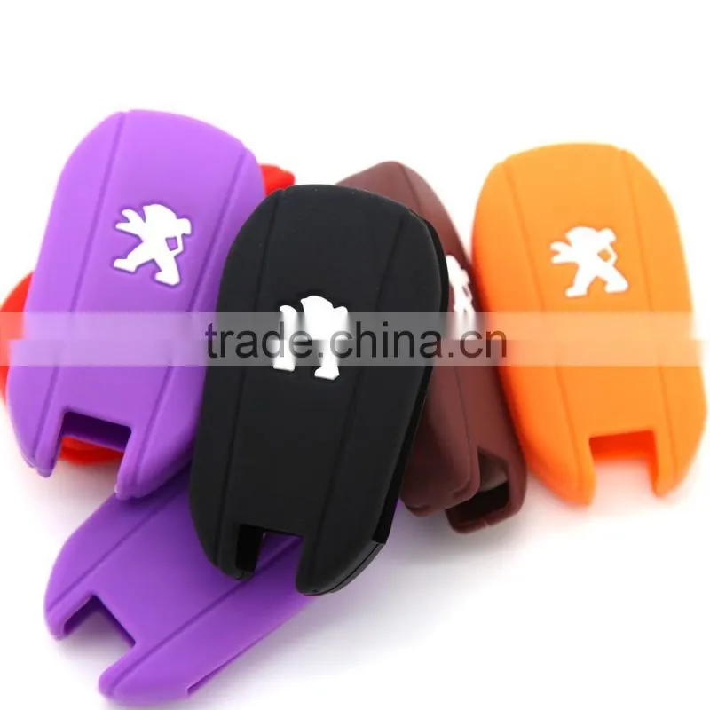 Colored silicone key covers silicone key cases silicone car key protector for Peugeot 3008