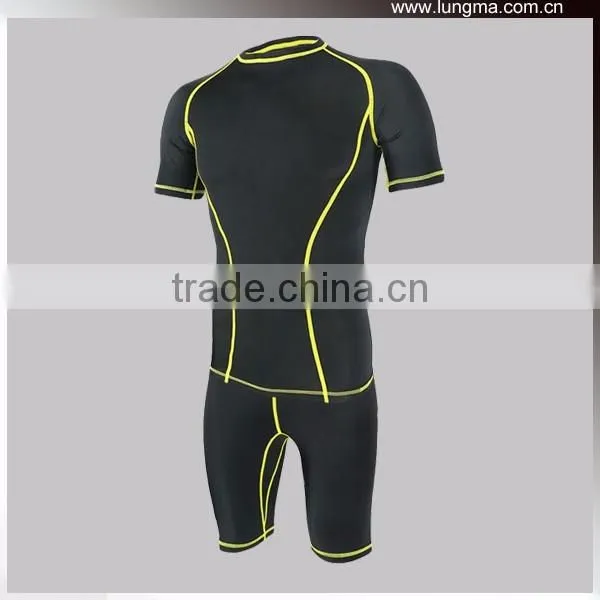Slim Fit Sexy 85%polyester 15% Spandex Compression Short Shirts and Shorts,Custom O-Neck / V-Neck MMA Rash Guard