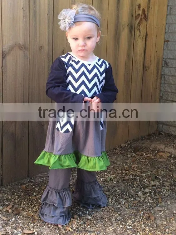 2016 New fashion childs blank shirt ruffle baby girls ruffle long sleeve t shirt girls ruffle pant set