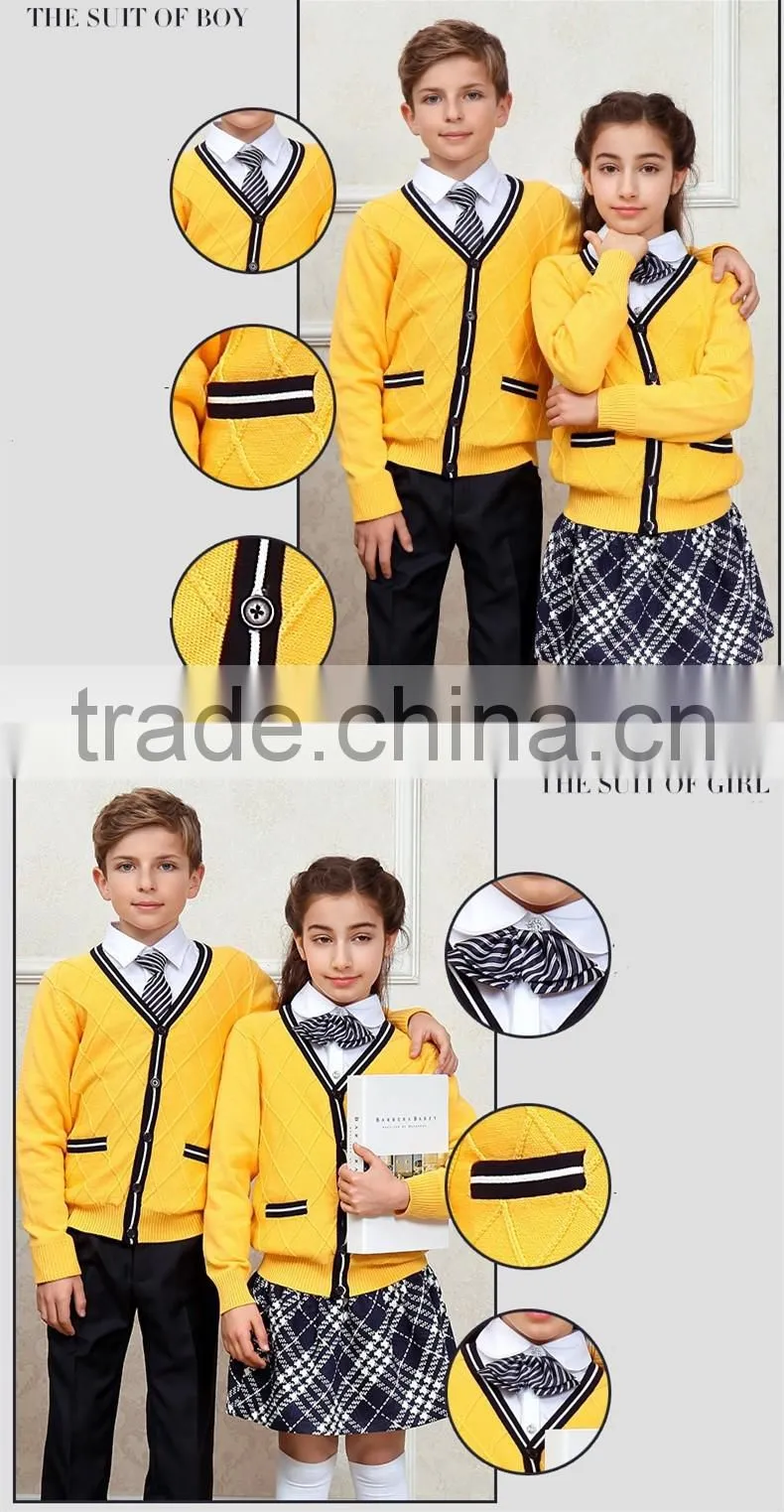 Cheap price pure color knitted school uniform manufacturers