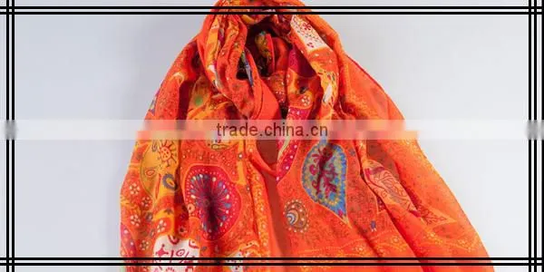Geometry Pattern Tassels Printed Viscose Scarf